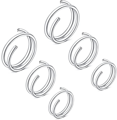 LAURITAMI 6stk Doppelter Nasenring Piercing Spirale Ring Dünn 0.8mm 6/8/10mm Nasenpiercing Nostril Hoop Lippe Ohrringe