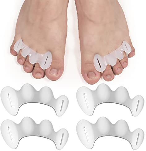 2 Pares Ajustable Espaciadores de Dedos, Separadores de Dedos para Pies Espaciador de Dedos de Martillo Separadores de Dedos para Mujeres y Hombres (Tamaño M)