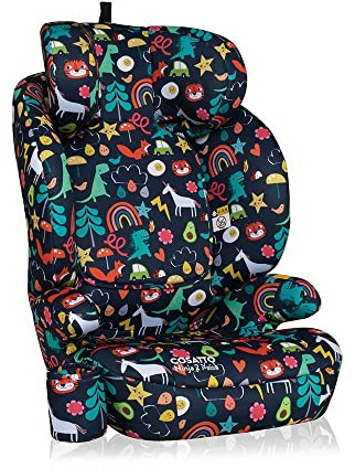 Cosatto Ninja 2 iSize Car Seat - R129 High Back Booster Seat | 4-12 Years | 10 Position Headrest, ISOFIX & Seatbelt Fitting, Forward Facing with Side Impact Protection | Washable Covers (Carnival)