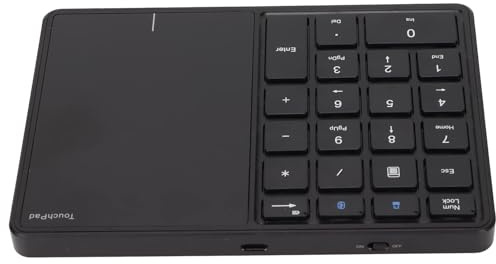 Dpofirs Dual-Modi - /2.4G Wireless Number Pad mit Touchpad für Win, OS, OS X, 22 Keys Number Pad, Type C Numeric Keypad (Schwarz)