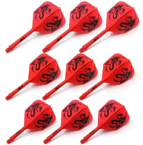 CUESOUL 3 Sets integrierter Dartschaft und Flights, Dartschaftlänge 21 mm/28 mm/33 mm, mit exklusivem Musterdesign