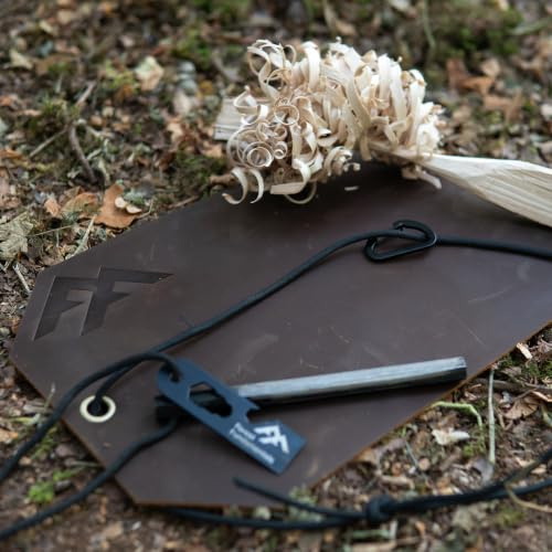 Forest Fundamentals™ Artisan Fire Mat | Handmade Thick Genuine Leather | Water & Flame Resistant | Tinder Shavings & Ferro Rods, Whittling & Flint Knapping Protection, Seat & Kneeling Mat (Green)