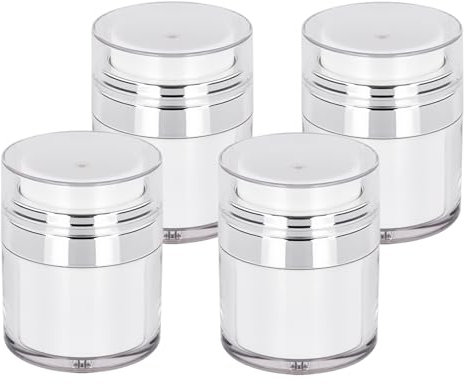 Luonaa 4 Stück Airless Pumpspender, 30ml Cremetiegel Vakuumflasche, Nachfüllbar Creme Pumpspender, Tragbarer Kosmetischer Behälter für Lotionen Cremes Reisen