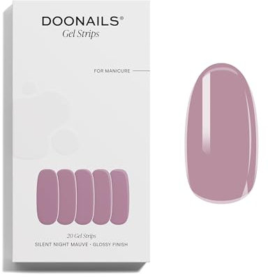 Doonails – Gel Folien Silent Night Mauve – 20 UV Gel Strips in 9 Größen mit Extra-Länge – Nagelfolien selbstklebend & UV härtend – Nagelaufkleber mit bis zu 14 Tagen Halt