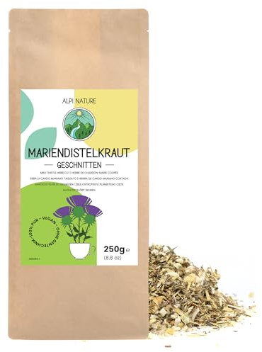 Alpi Nature Chardon Marie Tisane 250g, Herbe de Chardon-Marie Séchée et Coupée, Thé en Feuilles