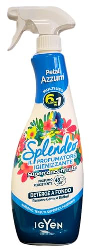 Detergente Multiuso Spray, Il Profumatore Igienizzante Superconcentrato, PETALI AZZURRI. Deterge a Fondo, Rimuove Germi e Batteri, 48h di Pulito Profumato 750ml (Spray)