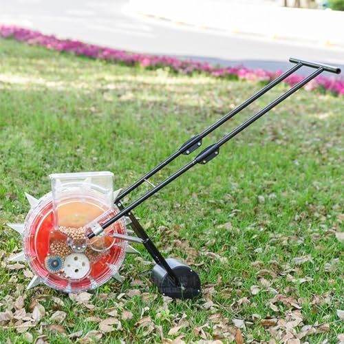 MLYYYDSS Garden Seeder, Metal Precision Push Seeder, Manual Seeder, Lawn And Garden Compost Spreader, For Plants Corn, Bean, Vegetables,9mouths