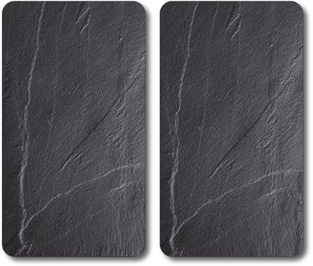 KESPER Piastra di taglio in vetro/piastra a buffet, materiale: vetro di sicurezza ESG, dimensioni: 50 x 28,5 cm, spessore: 0,4 cm, altezza piede: 3 mm, motivo: ardesia grigio | 37523 13