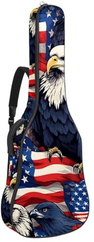 Custodia protettiva per chitarra acustica da 40/41/42 pollici con tasche multiple, animali bandiera americana, Multicolore, 42.9x16.9x4.7 in, Borsa per chitarra