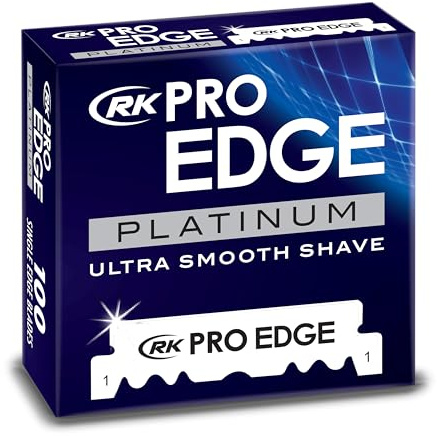 RK ProEdge Platinum Single Edge Rasierklingen – 100 Profi Rasierklingen aus Edelstahl für Rasiermesser Herren, Barber, Friseure & präzise Bartkonturen | Konturen Rasierer Herren