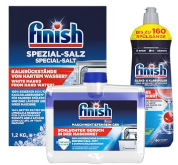 Finish Spülmaschinen-Pflegeset - Klarspüler 800ml, Spezial-Salz 1,2kg, Maschinentiefenreiniger 250ml