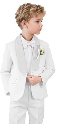 Costume de mariage pour garçon - Tenue de communion et de baptême - 2 pièces - Smoking pour enfants - Blanc