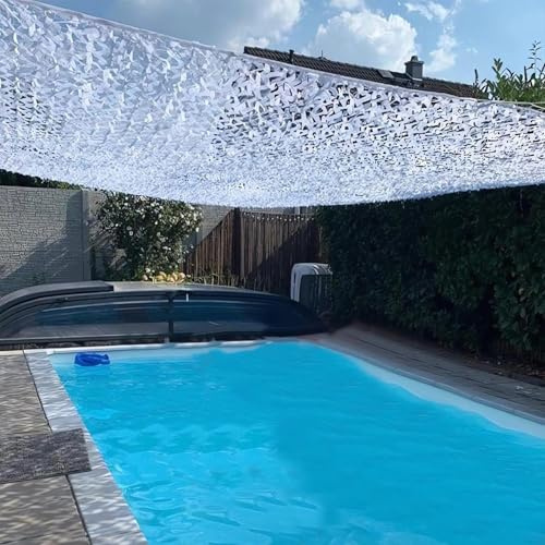 Red de camuflaje militar reforzada blanco/nieve, 1 1.5 2 2.5 3.0 3.5 4.0 m, Protección solar y vela de sombreado anti-UV, para terraza pérgola jardín cortina decorativa resistente(3×4 (m)/9.8×13.1ft)
