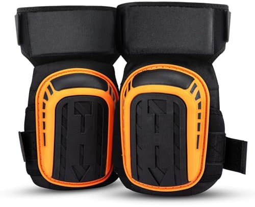 M.J COMFY-LIFE Professional Knee Pads for Work & Gardening - Heavy Duty Gel Cushioned Kneecap Protectors with Foam Padding - Durable Construction/Gardening Knee Pads for Men & Women (Orange)