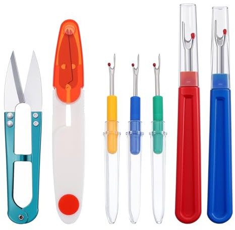 7pcs Stitch Ripper Unpicker, Stitches Picker Tools, Unpicker Sewing Tool, Quick Unpick Seam Ripper, Thread Cutter Large with Trimming Scissor for All Kinds of Sewings Jobs,Crafting, DIY