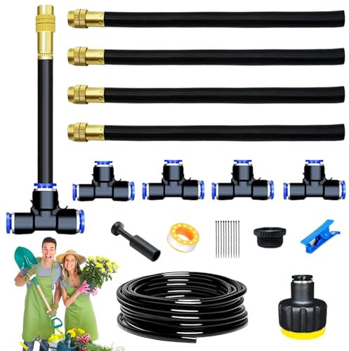 360° Curved Garden Automatic Irrigation System, Bewässerung Kit, Hochbeet Bewässerung System, Bewässerungs System Garten Gewächshaus, für Landschaft, Flower Bed und Terrasse Pflanzen, Greenhouse(5m)