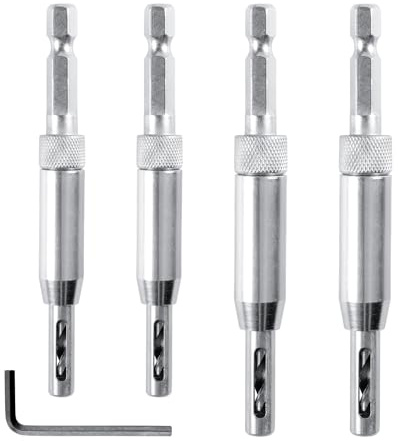 YHTCC 5 Pcs Self Centring Hinge Drill Bits for Cabinet Doors | Hex shank wood drill bits for cabinet hinges, pilot holes, door fitting and woodworking projects