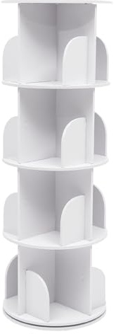 Étagère Livre Rotative à 4 Niveaux Bibliothèque Colonne Tournante Etagere Salon, Organisateur de Rangement Multifonction pour Livres, Magazines et décorations, 40 x 115,5 cm