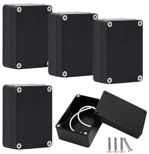 5 Stück Abzweigdose Wasserdicht, Elektronik Gehäuse Kunststoff, ABS Kabelgehäuse Verteilerkasten, Verteilerdose Staubdicht Wetterfest, für DIY Stromabzweigdose, 83 x 58 x 34mm, Schwarz
