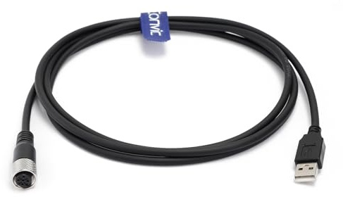 Eonvic Cavo di connessione dati industriale M12 5 pin A femmina a USB 2.0 maschio, cavo di connessione dati ad alta flessione schermato, modellato, IP67, impermeabile, 2 m