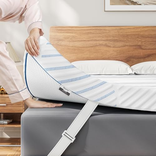 Klyvvo Topper para colchones 90x200x7,5 cm, Protector de colchón Suave con Gel-Memoria y Soporte de 7 Zonas, Ideal para colchones Duros, Camas con somier, Cama y colchones de muelles