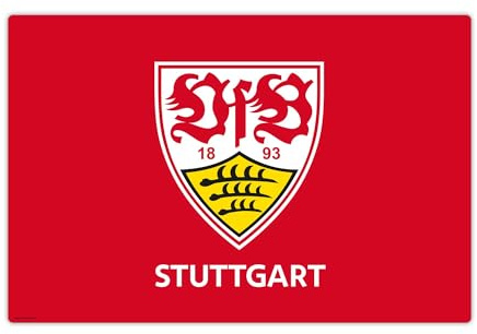 VfB Stuttgart Schreibtischunterlage - Logo rot - Schreibunterlage aus Vinyl - für Kinder & Erwachsene 60x40 cm - Offizieller Lizenzpartner