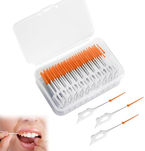 240 scovolini interdentali, bastoncini di filo interdentale in silicone con custodia, spazzole dentali 2 in 1, bastoncini di filo interdentale, stuzzicadenti portatili per la pulizia delle parentesi