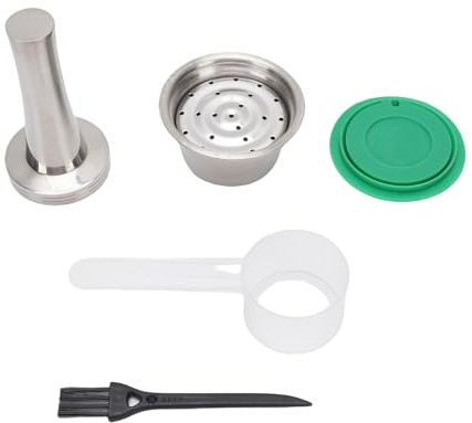 Jiawu Reusable Coffee Capsules, Premium Stainless Steel Customizable Brewing Stainless Steel Coffee Pod, Refillable Capsule with Tamper Spoon Brush Filter Mesh for