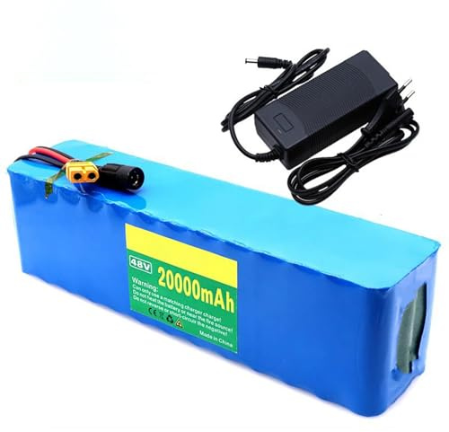 Batería De 48 V 20 Ah para Bicicleta Eléctrica, Batería De Iones De Litio para Bicicleta Eléctrica con Cargador, Batería De Iones De Litio De 48 V para Patinetes Y Bicicletas. (48V 20Ah),T
