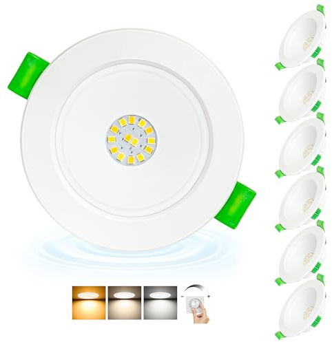 Aulaiyi LED Einbaustrahler 230V Flach Dimmbar, 68-80mm Lochmaß 5W LED Spots, 2700K/4000K/6000K Einbauleuchten Einbauspots, IP44 Spots Deckenleuchte für Bad Küche, Deckenspots Weiß 6er Set