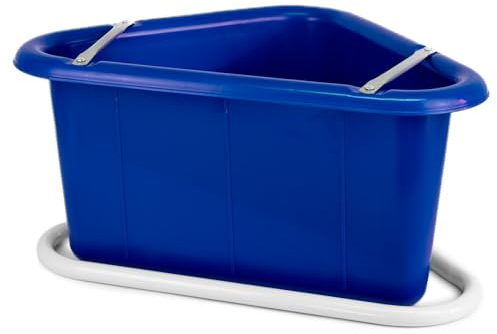 GS Equestrian & Country Corner Manger 45L – Heavy Duty Horse Feed Trough with Frame – Space-Saving Stable Corner Feeder (Blue, 45L)