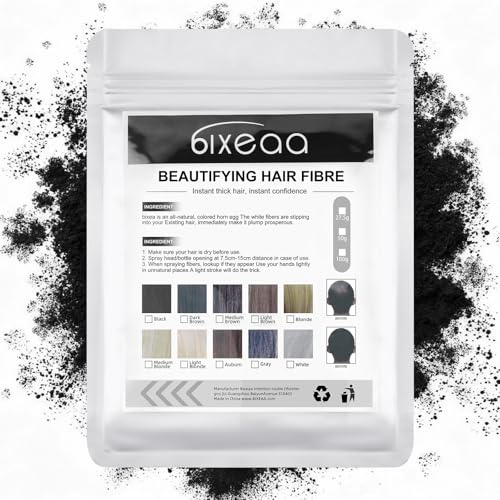 AOOHA Fibras Capilares Svarta Påfyllningspaket, 50 g hårfiber För Håravfall 100% Naturligt, Dölj Skallighetsområden och Alopeci Omedelbart, för Män och Kvinnor, 50 g