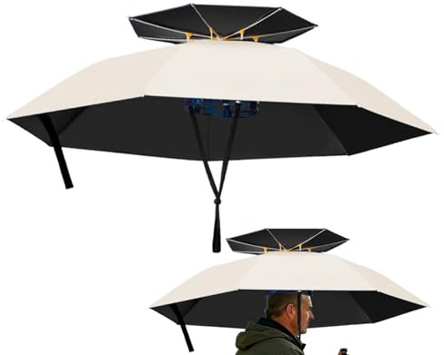 Generisch Kopf Regenschirm, Regenschirm Hut, Angel-Regenschirmhut Mit Sonnenschutz, Mini Sonnenschirm, Verstellbarer Kinnriemen, Für Outdoor-Party Angeln Sonne Golf Wandern strands