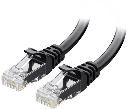 Cable Matters 10Gbps Snagless Cat 6 Ethernet Cable, 9m, Black | 24 AWG Bare Copper, Gold-Plated RJ45 Contacts, 550MHz, PoE++, Cat6 LAN Cable for Routers, Switches and PCs