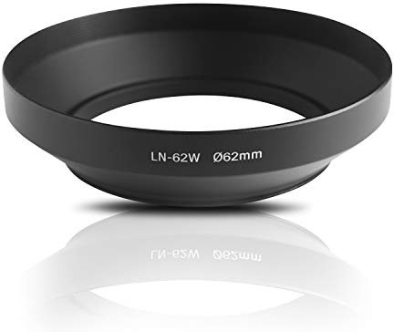 Lens hood made metal (aluminum). For screwing in and for wide-angle lenses. For Canon Sony Nikon Pentax Olympus Leica Fujifilm Panasonic (62mm)