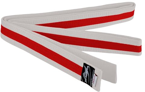Ju-Sports Budogürtel weiß/gelb/weiß 100% Baumwolle 4 cm breit - Hautfreundlicher Kampfsport Gürtel mit exzellenter Feuchtigkeitsaufnahme für Budo, Judo, Karate, Kickboxen & mehr