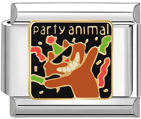 Quiges - 9mm Italian Style Charm Modul Edelstahl Partytier für Italienische Armbänder
