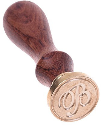 BCP Siegelstempel mit Messingkopf, Holzgriff, für Buchstabe (B)