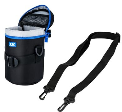 JJC Deluxe Objektiv Tasche mit 1 x Umhängeband, Wasserabweisend, Schwarz, passt Objektiv Durchmesser und Höhe unter 80 x 155mm (3.1 x 6.1”)