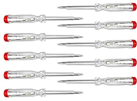 PerfectHD Stromprüfer - Schraubenzieher - Spannungsprüfer - 60 mm Schaft - 3,5 mm Klinge - 200 bis 250 V - 10er-Set - 5 Varianten