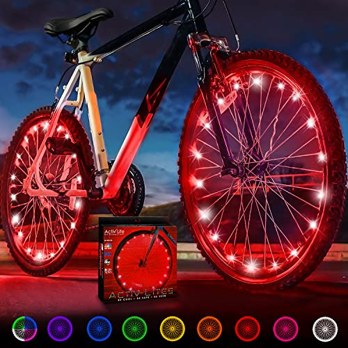 Activ Life LED Bike Wheel Lights: Light Up Your Summer Adventures, 100% Brighter & Visible from All Angles for Ultimate Safety and Style - Batteries Included, Great Gift, 2-Tire Pack, Red