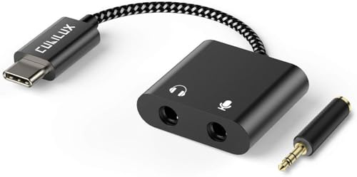 Cubilux USB C to TRS Microphone Headphone Splitter, Type C to 3.5mm Audio MIC Adapter, Compatible with Galaxy S25/S24/S23, iPad Pro 13/12.9/11, iPad Air 13/5th/4th, Pixel 10/9/8 Pro, 9a/8a/7a