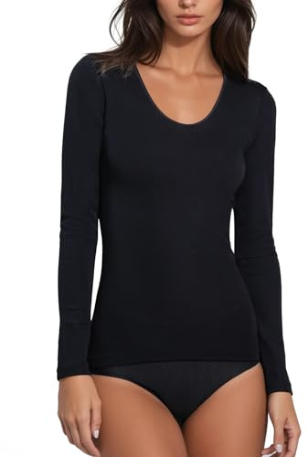EGI Camisa de Mujer Manga Larga 85% Lana y 15% Seda con Borde de Raso artículo 143, Nero - Black, M