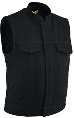 Leatherick Herren-Motorradweste aus schwerem Denim mit verdeckten Tragearmen (DE/NL/SE/PL, Alphanumerisch, XXL, Regular)