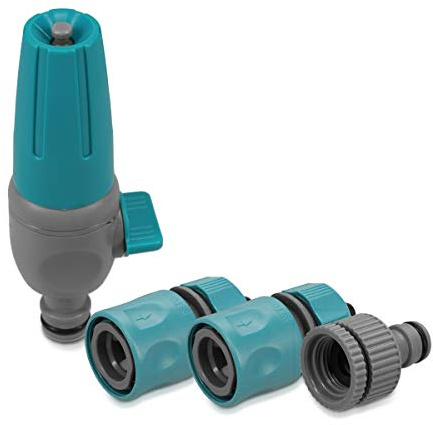 Navaris Garden Hose Pipe Connector - Set of 4 Garden Hose Connectors, Outside Tap Kit, Hose Pipe Attachment, Garden House Set, Hosepipe Nozzle