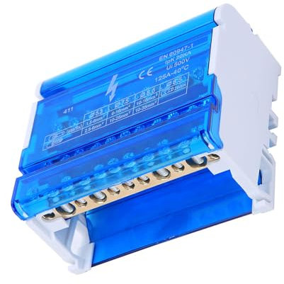 Heavy Duty Bus Bar Power Distribution Box, Terminal Block Din Rail Distribution Box 4 Level Single Phase Terminal Blocks for Electrical Engineering