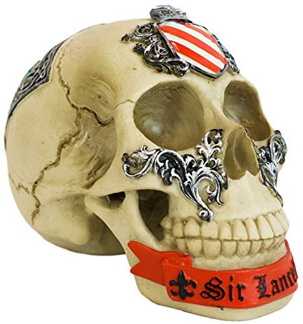 Ebros Gift Matter of Britain King Arthur and The Knights of The Round Table Gothic Skull Statue Medieval Arthurian Legends Skulls Macabre Figur (Sir Lancelot)