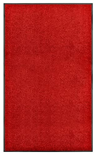 vidaXL Fußmatte Waschbar Schmutzfangmatte Türmatte Fußabtreter Schmutzmatte Schmutzfangläufer Sauberlaufmatte Innen Außen Rot 90x150cm