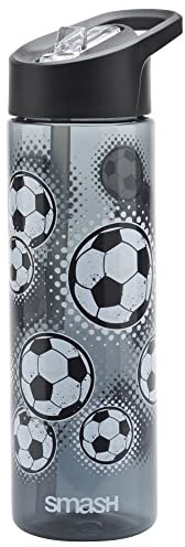 Smash Sipper Water Bottle with Straw 700ml - Football, Black