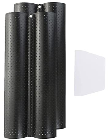 Stareal Perforiertes französisches Baguette-Backblech, 2-wellig, 2er-Set, mit Teigschaber für Profi- und Heimbäcker, schwarz